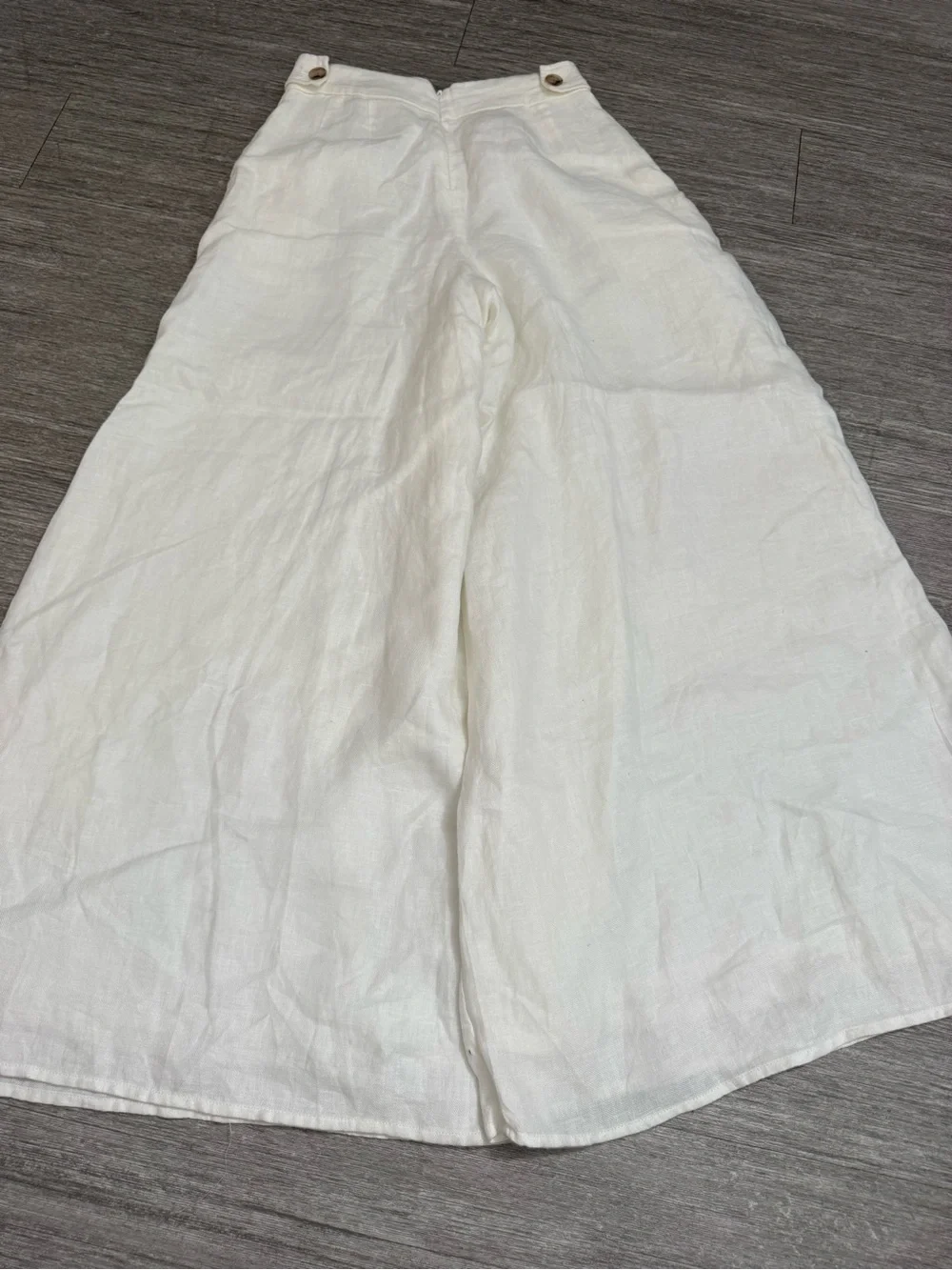 Banana Republic White 100% Linen Wide Leg Culotte Pants Size 2 Resort Beach Vaca